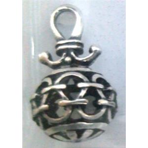 Tibetan Silver hollow pendant, lead free and nickel free, approx 11mm ball [AD45975FF]