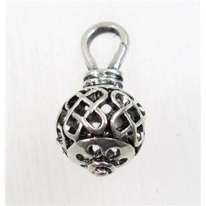 Tibetan Silver hollow pendant, lead free and nickel free, approx 11mm ball [AD45981FF]