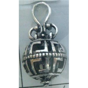 hollow Tibetan Silver pendant, lead free and nickel free, approx 9mm ball [AD45988FF]