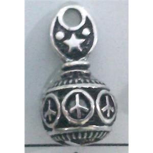 hollow Tibetan Silver Pendant, lead free and nickel free, approx 9mm ball [AD45994FF]