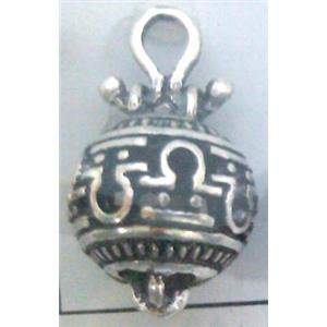 hollow Tibetan Silver Pendant, lead free and nickel free, approx 9mm ball [AD45997FF]