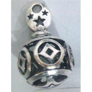 hollow Tibetan Silver Pendant, lead free and nickel free, approx 9mm ball [AD46000FF]