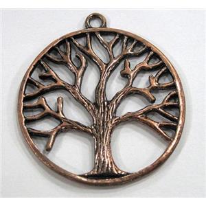 tibetan silver pendant, tree of life, non-nickel, antique red copper, approx 35mm dia [AD46452]