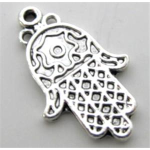 HamsaHand Pendant, tibetan silver charms, non-nickel, 14x21mm [AD47856]