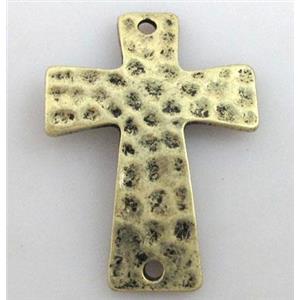 hammered Tibetan Silver Cross Connector Non-nickel, zinc, antique bronze, 38x28mm [AD48697ABP]