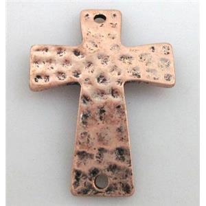 hammered Tibetan Silver Cross Connector Non-nickel, zinc, antique red, 38x28mm [AD48697ARP]