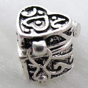 Tibetan Silver box, Lead free and nickel Free, 9mm wide,10mm high [AD4953FF]