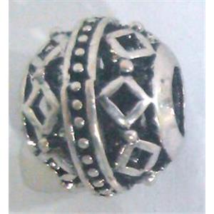 Tibetan Silver Beads, hollow, lead free and nickel free, approx 9mm dia, 4mm hole [AD65008FF]