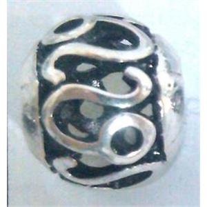 Tibetan Silver Beads, hollow, lead free and nickel free, approx 9mm dia, 4mm hole [AD65032FF]