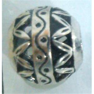 round tibetan silver hollow beads, lead free and nickel free, approx 9mm dia, 4mm hole [AD65047FF]