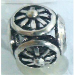 round tibetan silver hollow beads, lead free and nickel free, approx 9mm dia, 4mm hole [AD65050FF]