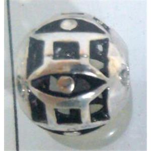 round tibetan silver hollow beads, lead free and nickel free, approx 9mm dia, 4mm hole [AD65053FF]