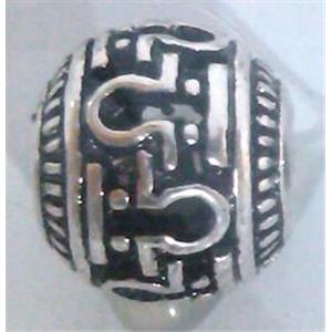 round tibetan silver hollow beads, lead free and nickel free, approx 9mm dia, 4mm hole [AD65071FF]