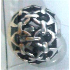 round tibetan silver hollow beads, lead free and nickel free, approx 11mm dia, 5mm hole [AD65073FF]