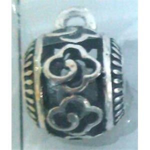 hollow, round tibetan silver hanger bead, lead free and nickel free, approx 9mm ball, 4mm hole [AD65083FF]