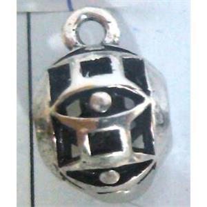 hollow, round tibetan silver hanger bead, lead free and nickel free, approx 9mm ball, 4mm hole [AD65095FF]
