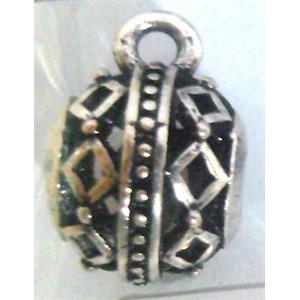 hollow, round tibetan silver hanger bead, lead free and nickel free, approx 9mm ball, 4mm hole [AD65101FF]
