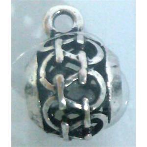 hollow, round tibetan silver hanger bead, lead free and nickel free, approx 11mm ball, 5mm hole [AD65112FF]