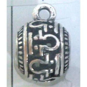 hollow, round tibetan silver hanger bead, lead free and nickel free, approx 9mm ball, 4mm hole [AD65131FF]