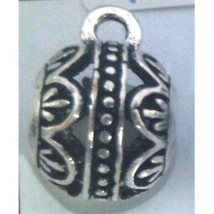 hollow, round tibetan silver hanger bead, lead free and nickel free, approx 11mm ball, 5mm hole [AD65133FF]