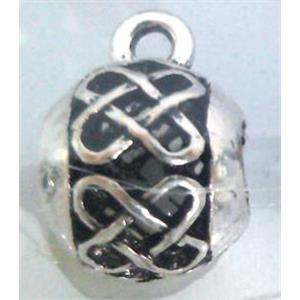 hollow, round tibetan silver hanger bead, lead free and nickel free, approx 11mm ball, 5mm hole [AD65151FF]