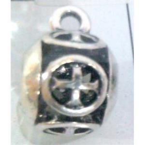 hollow, round tibetan silver hanger bead, lead free and nickel free, approx 9mm ball, 4mm hole [AD65155FF]