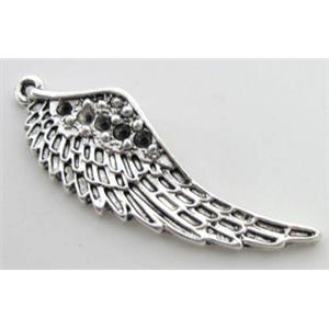 Tibetan Silver pendants, Lead free and nickel Free, wing, 42mm length [AD70597FF]
