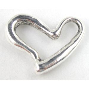 Tibetan Silver heart connector, Non-Nickel, 21x27mm [AD8793]