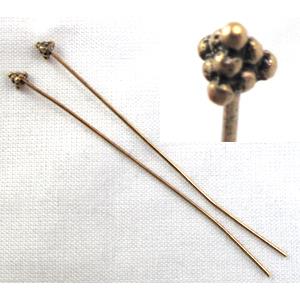 Antique Gold Tibetan Silver pin Charms Non-Nickel, 3.5x3.5x3.5mm, 58mm length [AD921AGP]