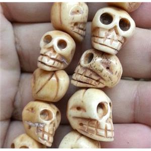 antique cattle bone skull charm beads, approx 15x16mm, 25pcs per st [BJAS006]