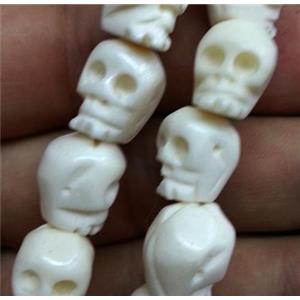 antique cattle bone skull charm beads, white, approx 13x14mm [BJAS008]