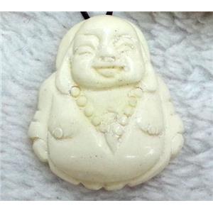 antique cattle bone pendant, buddha, approx 32x35mm [BJAS011]
