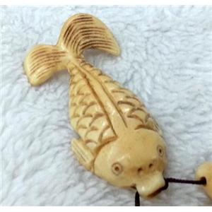 antique cattle bone pendant, goldfish, approx 25x60mm [BJAS013]