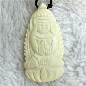 antique cattle bone pendant, Kwan-yin, approx 22x43mm [BJAS015]