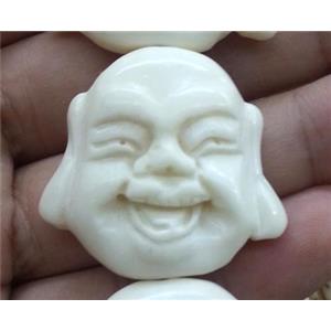 white cattle bone beads, buddha, approx 35x30mm [BJAS017]