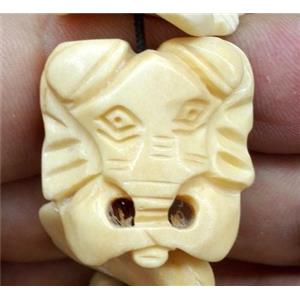 yellow antique cattle bone beads, elephant, approx 20x21mm [BJAS034-20X21MM]