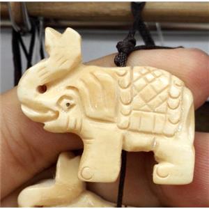 antique cattle bone beads, elephant, yellow, approx 30x40mm [BJAS040]