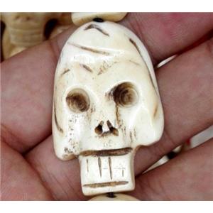white antique cattle bone beads, skull, approx 25x40mm [BJAS065]
