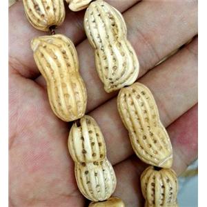 antique cattle bone beads, peanut, yellow, approx 14x33mm [BJAS069-14X33MM]