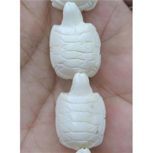 antique cattle bone bead, tortoise, white, approx 17-25mm [BJAS084]