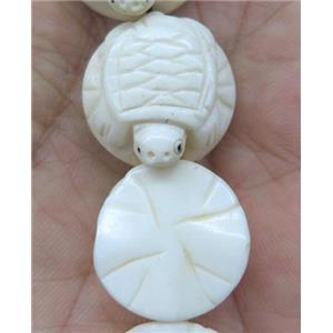 antique cattle bone bead, tortoise, approx 20mm dia [BJAS088]