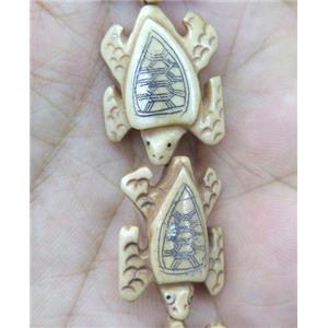 yellow antique cattle bone bead, tortoise, approx 20x25mm [BJAS090]