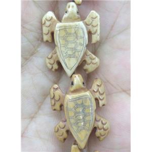yellow antique cattle bone bead, tortoise, approx 20x25mm [BJAS091]