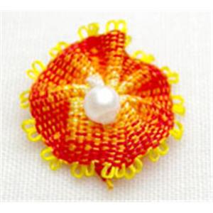 Orange Handcraft Clothing Umbrella Flower, 14mm diameter [CASF002]