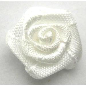 White Hand-Weave Clothing Rose Flower, 16mm diameter [CASF030]