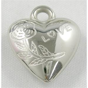 CCB Antique Silver Plastic Heart Pendant Bead, Nickel Free, 18mm wide, approx 430pcs  [CCBS003]