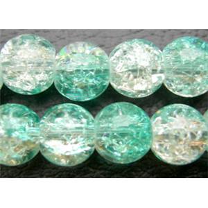 Crackle Glass Beads, Round, aqua, 10mm dia, 90pcs per st [CGRD12-ST2W-10MM]