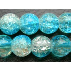 Crackle Glass Beads, Blue, Round, 8mm dia, 115pcs per st [CGRD15-ST17W-8MM]