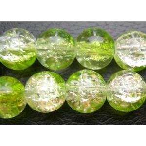 Round Crackle Glass Beads, Olive, 8mm dia, 115pcs per st [CGRD18-ST38W-8MM]