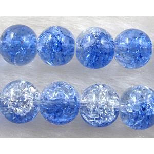 round Crackle Glass beads, blue, 8mm dia, 115pcs per st [CGRD19]